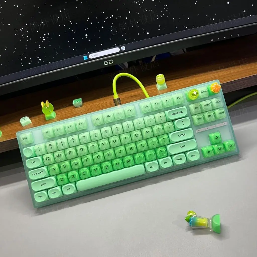 

Jelly Keycap MOA Height PBT Material Cute and Round PBT with PC Frosted Mechanical Keyboard Green Fresh Cute Keyboard Cap