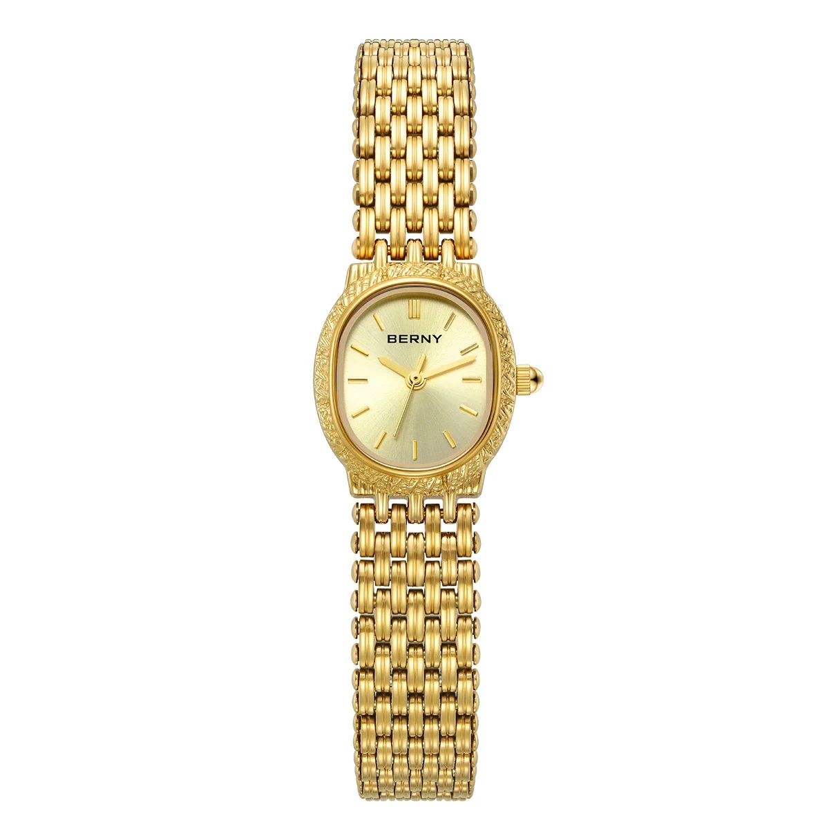BERNY Gold Watch For Women Exquisite Fashion Stainless Steel Quartz Wristwatch Gold Small Dial Comfortable Versatile Wriswatch