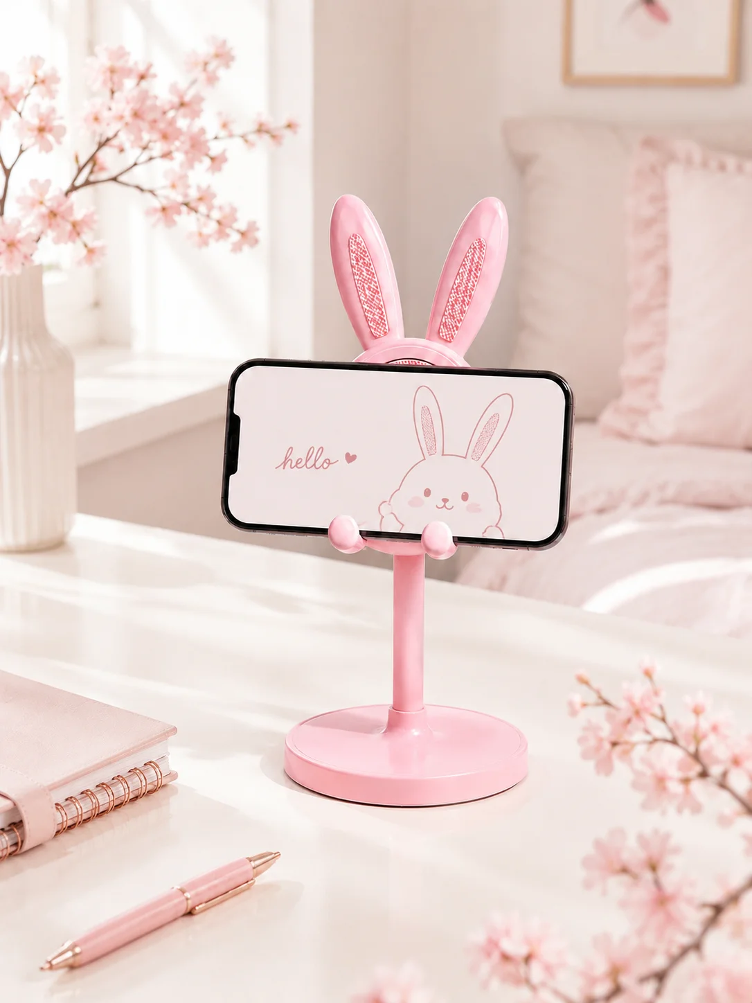 

1PC Bunny Phone Stand – Cute Adjustable Holder For Desk And Tablet Us