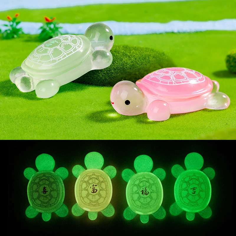 Luminous Turtle Figurine Model Cartoon Animal Glow In The Dark Ornaments Car Ornaments Micro Landscape DIY Desktop Decoration