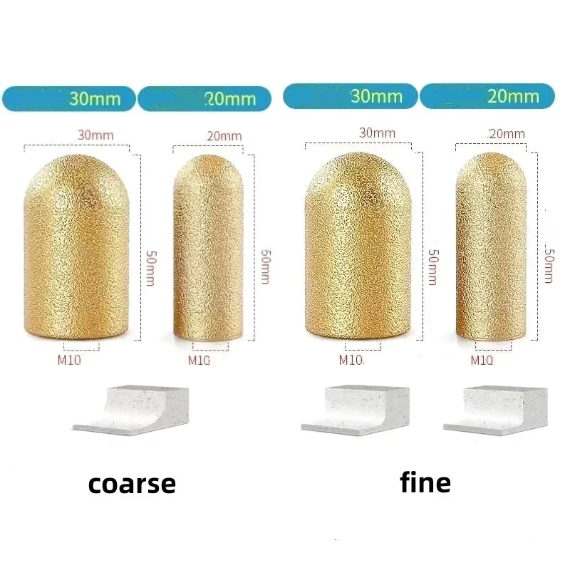 Diamond Brazed backwater Grinding Wheel Finger Bit Milling Cutter Trimming Abrasive Round Head for Dressing Quartz Stone Counter