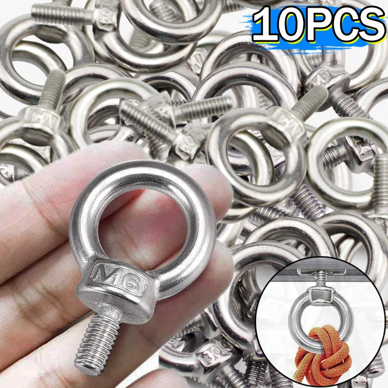 

M4/M5/M6/M8 Lifting Eye Bolts Wire Rope Fixing Bolt Fasteners Heavy Duty Round Ring Bolt Screw Locking Device Hardware Fasteners