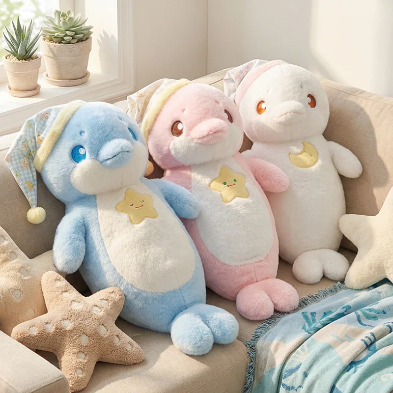 60 cm Notte stellata Piccolo delfino Peluche Blu Rosa Coppia Colori Delfino Cuscino di tiro Morbido Peluche Bambola Regalo per bambini