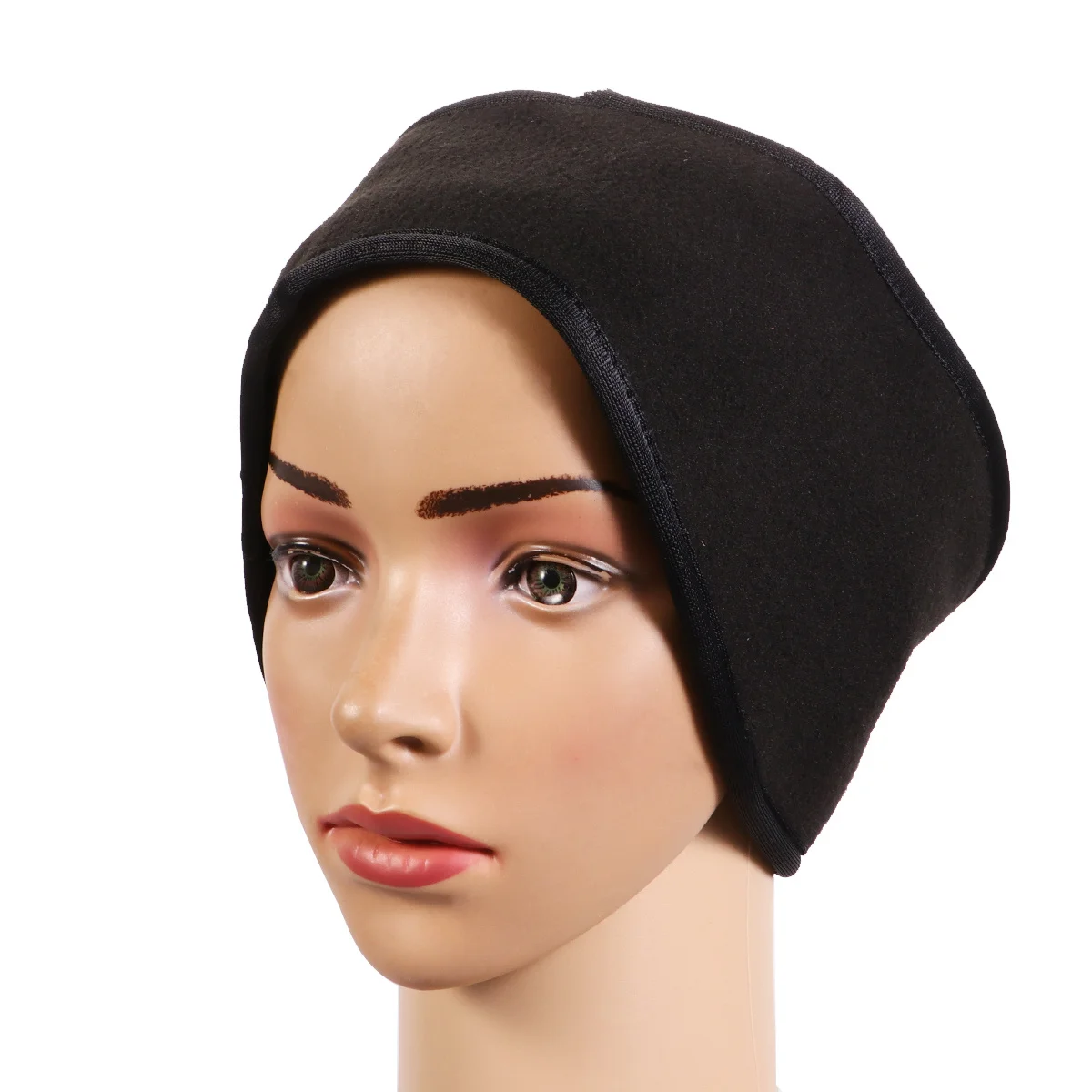 3 قطعة طبقة مزدوجة الصوف عقال أسود دافئ الرطوبة فتل بسط الأذن تغطي التفاف لليوجا الجري التزلج ركوب الدراجات #6