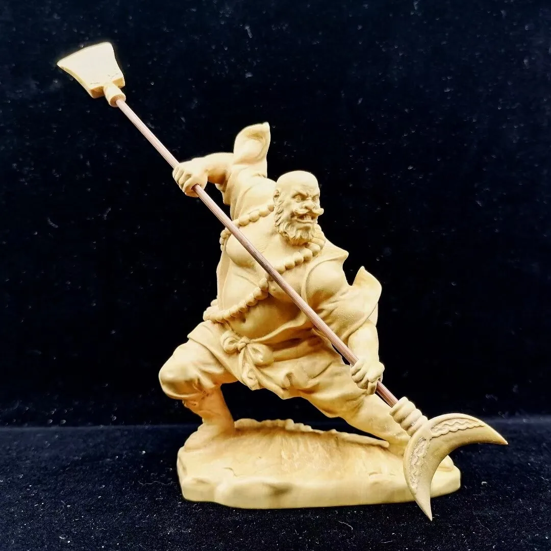Chinese Boxwood Wood Hand Carved lu zhishen Statue