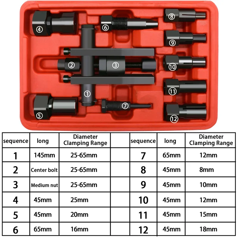 Prático Bearing Extrator Kits, Ferramenta de remoção interna da motocicleta, Extrator com caixa, 10pcs