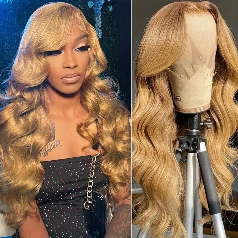 Women's Front Lace , New Golden Color, Ladies' Long Wavy Hair Full Wig