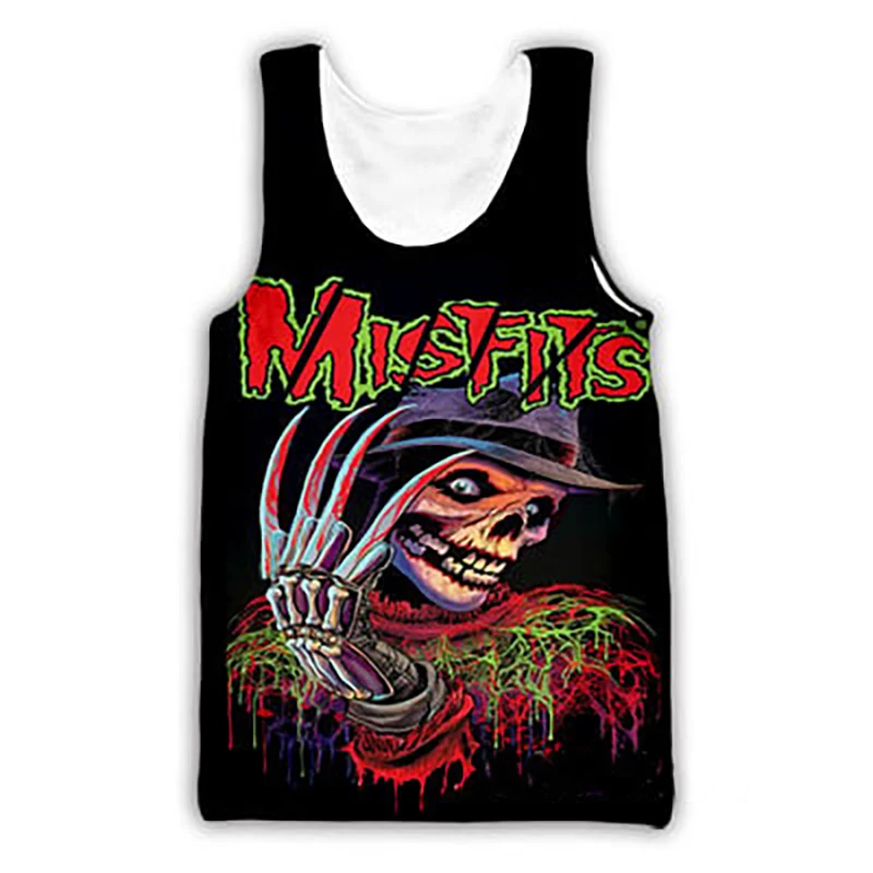 Summer Misfits Rock Tank Tops Skull 3D Print Men's Women Oversized Fitness Gym Vest Streetwear Sport Sleeveless Top Men Clothing