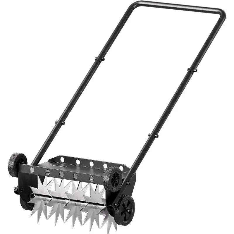 

18 Inch Lawn Aerator, Upgraded Rolling Aerator Lawn Tool with 4 Wheels, Heavy Duty Yard Aerator