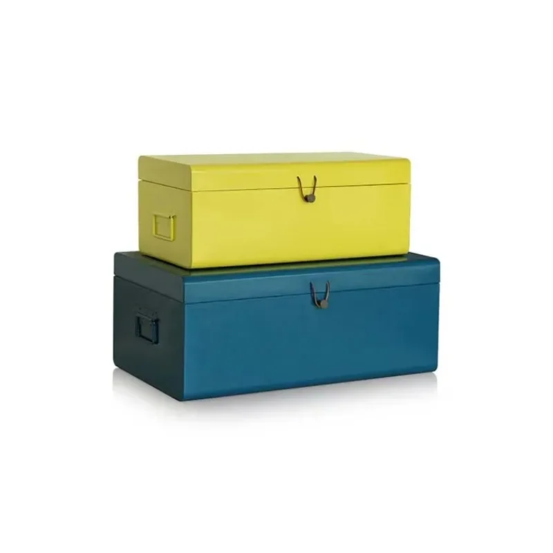 

Retro color living room decorative storage box Iron storage box with metal accessories Metal storage suitcase