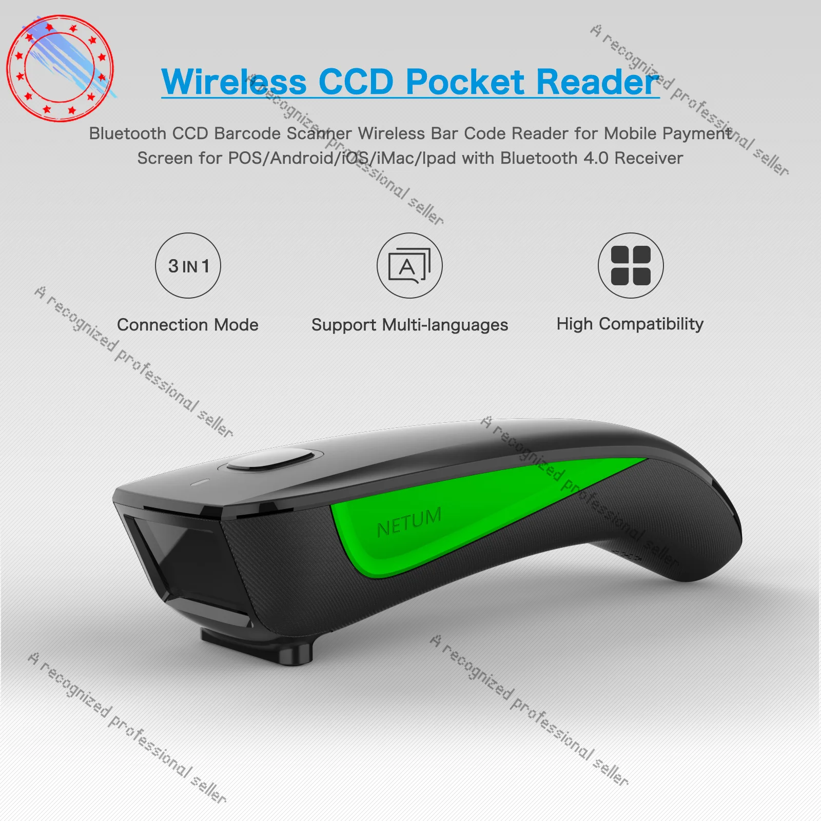 

Карманный мини-беспроводной 2D-сканер штрих-кода Bluetooth C750