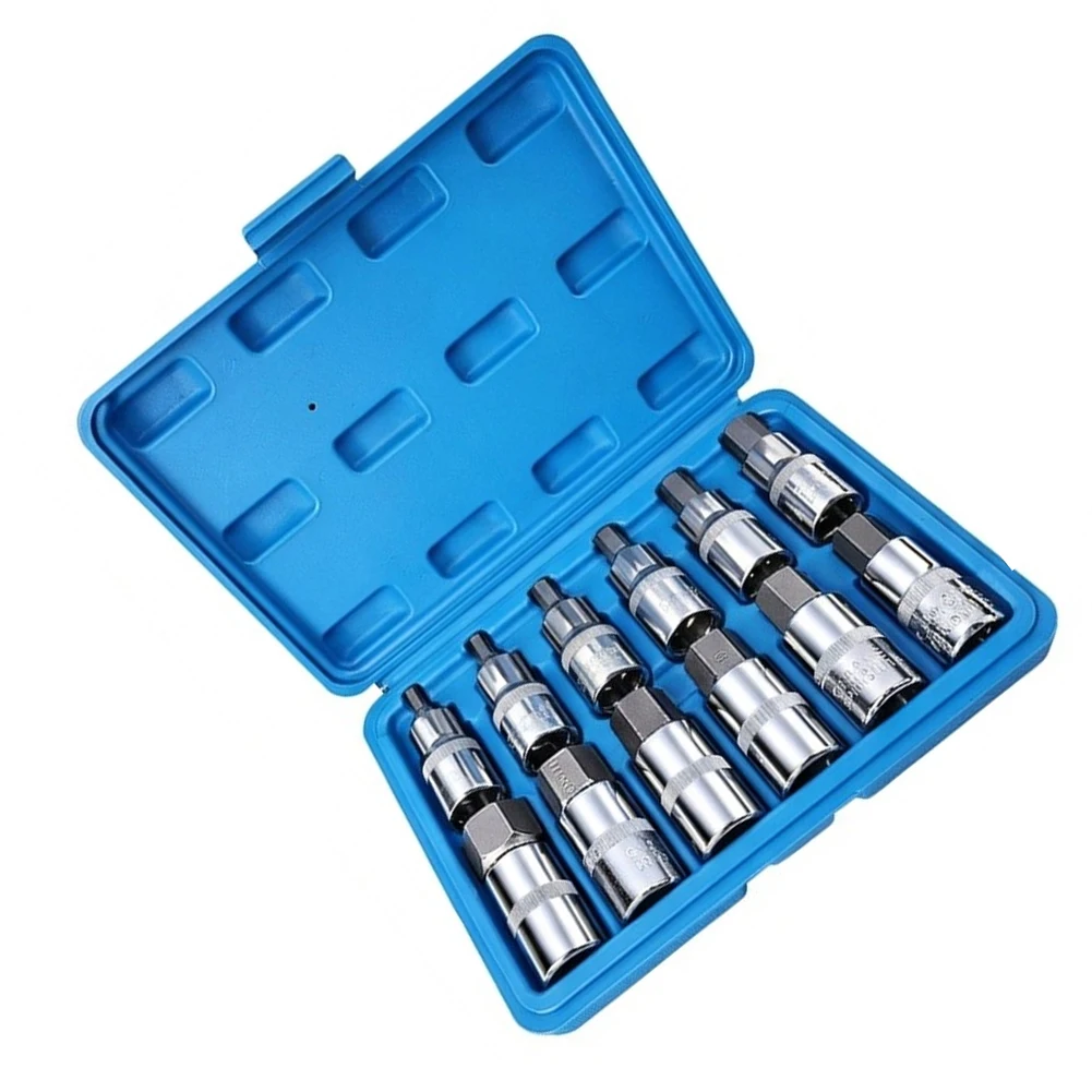 12pc Hex Socket Set with Precision Machined Alloy Steel Bits and Sockets for Smooth Insertion and Secure Engagement