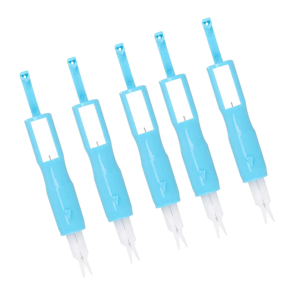 5Pcs Automatic Needle Threading Tool Set Metal Tip Plastic Body Fast Secure Threading Inserting for All Sewing Machines No Auto