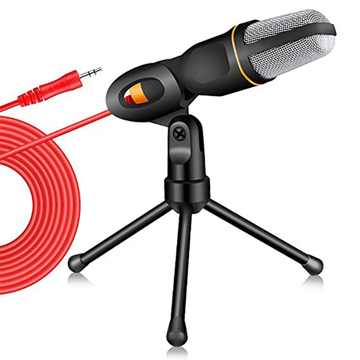 SF-666 Professional 3.5mm Microphone Wired Home AUX Audio Stereo Desktop Tripod MIC Set for Pc Phone Karaoke-Black