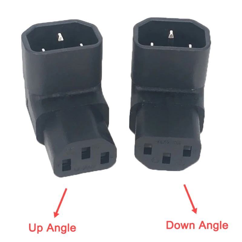 IEC 320 C14 to C13 Left Right Angle AC Adapter IEC 3Pole IEC 320 3pin Male to Female extend 90 Degree Down Up Angle AC converter