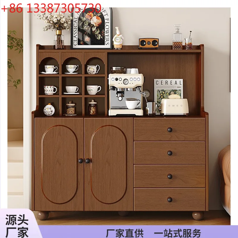 Solid wood dining side cabinet integrated against the wall Living room wine cabinet Tea cabinet Kitchen locker