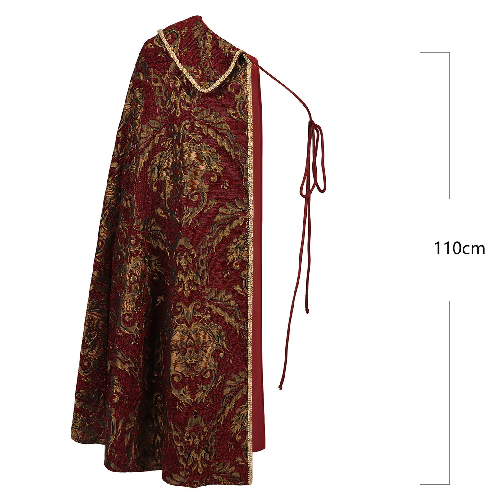 Mantello Tudor da uomo Mantello medievale con ricamo re aristocratico Mantello rinascimentale con mezza spalla Costume da spettacolo teatrale di Halloween
