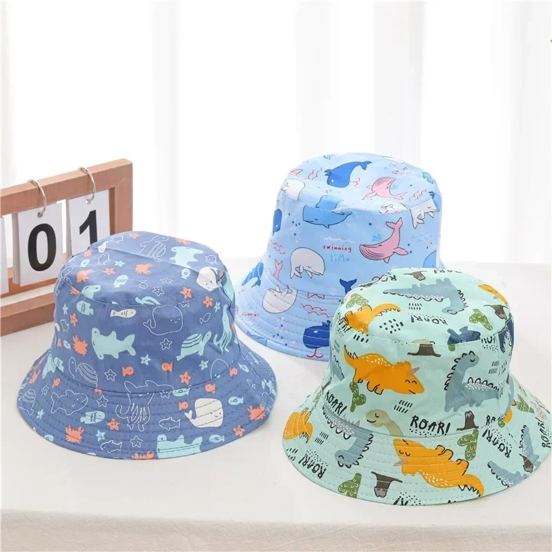 Cappello da pescatore estivo per bebè berretto da pescatore ragazzi ragazze cartoni animati antivento anti-uv berretto da viaggio per bambini