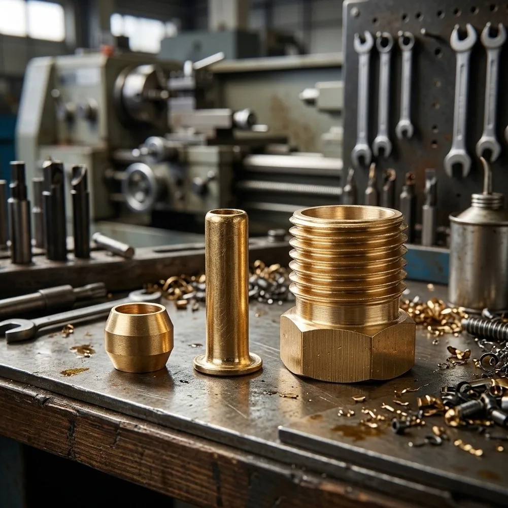 4mm Brass Double Cone Clamp Set for CNC Lubrication Lines M8 Thread Compatible Oil Tube Fitting Leak Resistant Design