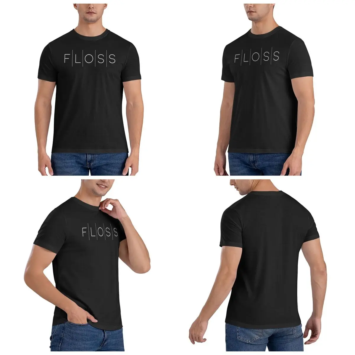 Floss White T-Shirt for Men Cotton Oversized T Shirts Men's Tees Short O-Neck Summer Clothes Tops S-6XL