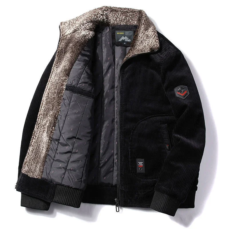 

Men's Winter Corduroy Jackets and Coats Male Warm Thermal Windbreaker Fur Collar Casual Jacket Outerwear Clothing Plus Size 6XL