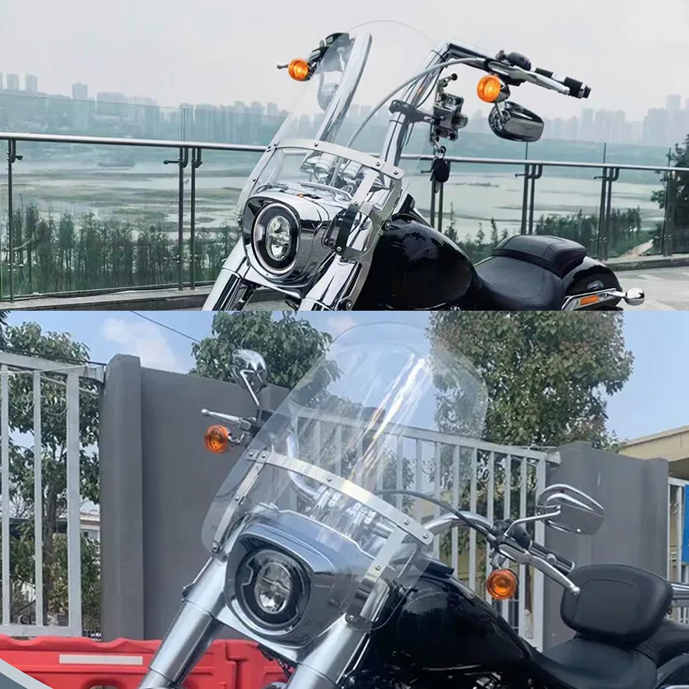 Quick Release Touring Motorcycle Windscreen Windshield For Harley Softail Fatboy FLFB FLFBS 2018-26 Wind Deflector Shield Screen