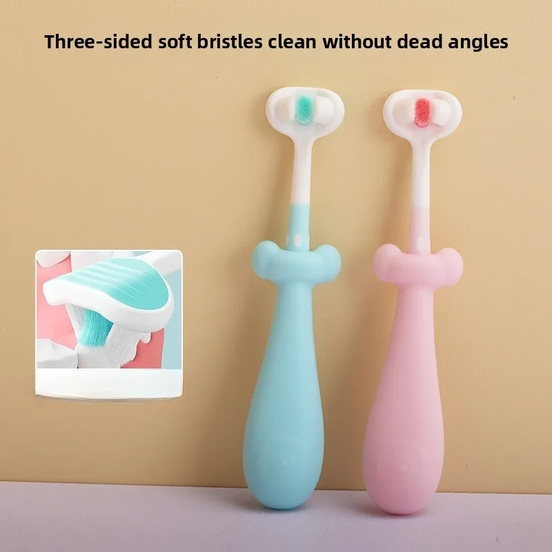 3-sided kids' toothbrushes: soft bristles fit 3-sided teeth, 10k-bristle for gums, non-slip handle, safe for babies.