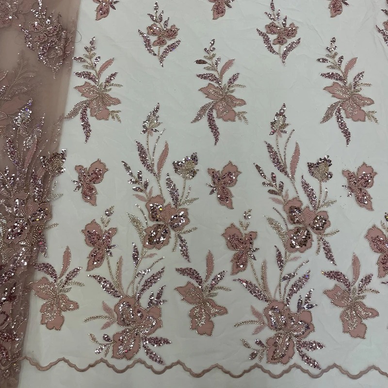 Роскошная французская сетчатая ткань, африканская вышивка бисером, цветы из бисера, нигерийская вышивка блестками, кружевная ткань