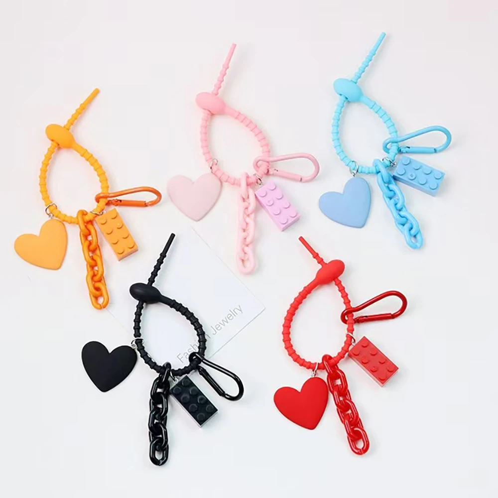 Love Ribbon Key Chain Cartoon Pendant car keychain Cute Korean Chain Color Matching KeyChain bag pendant jewelry Accessories