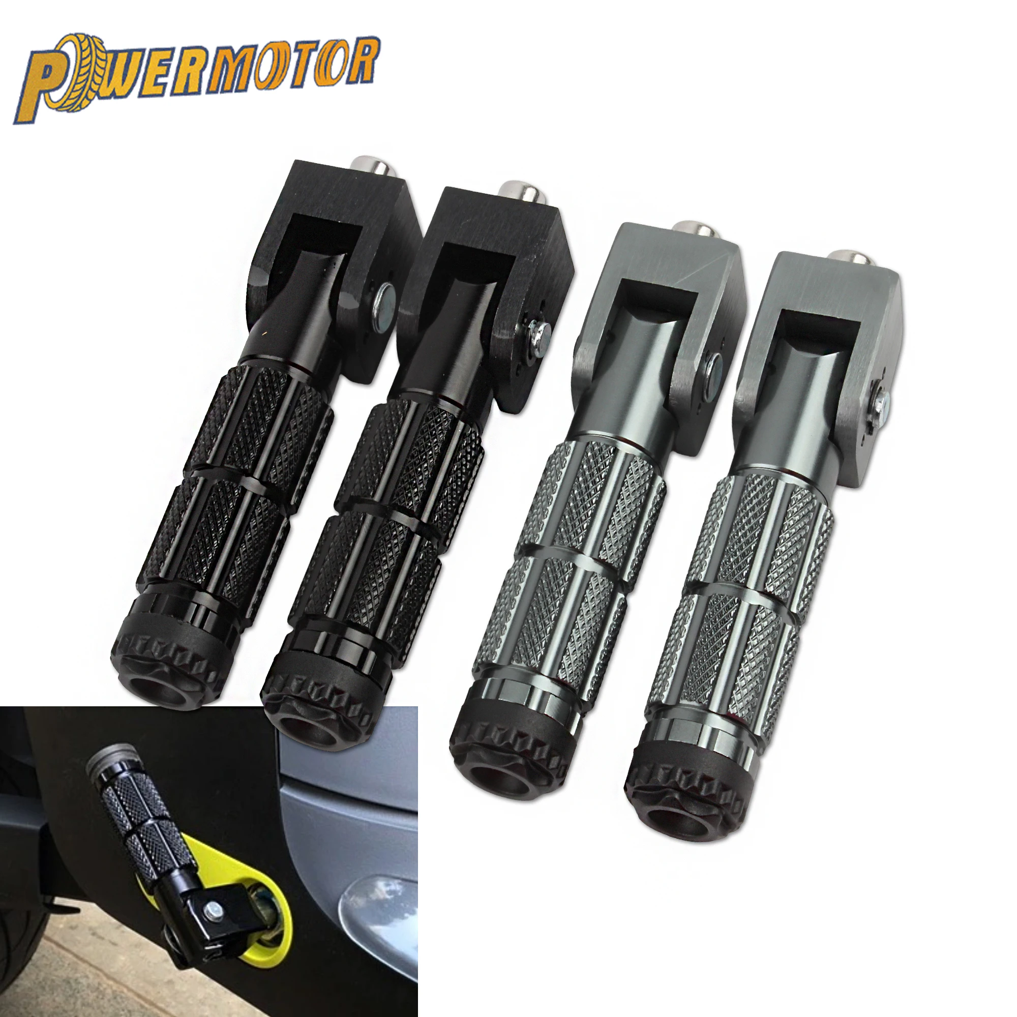 

1 Pair Universal CNC Motorcycle Folding Footpegs Footrests M8 Motorbike Part Aluminum Foot Rests Set Moto