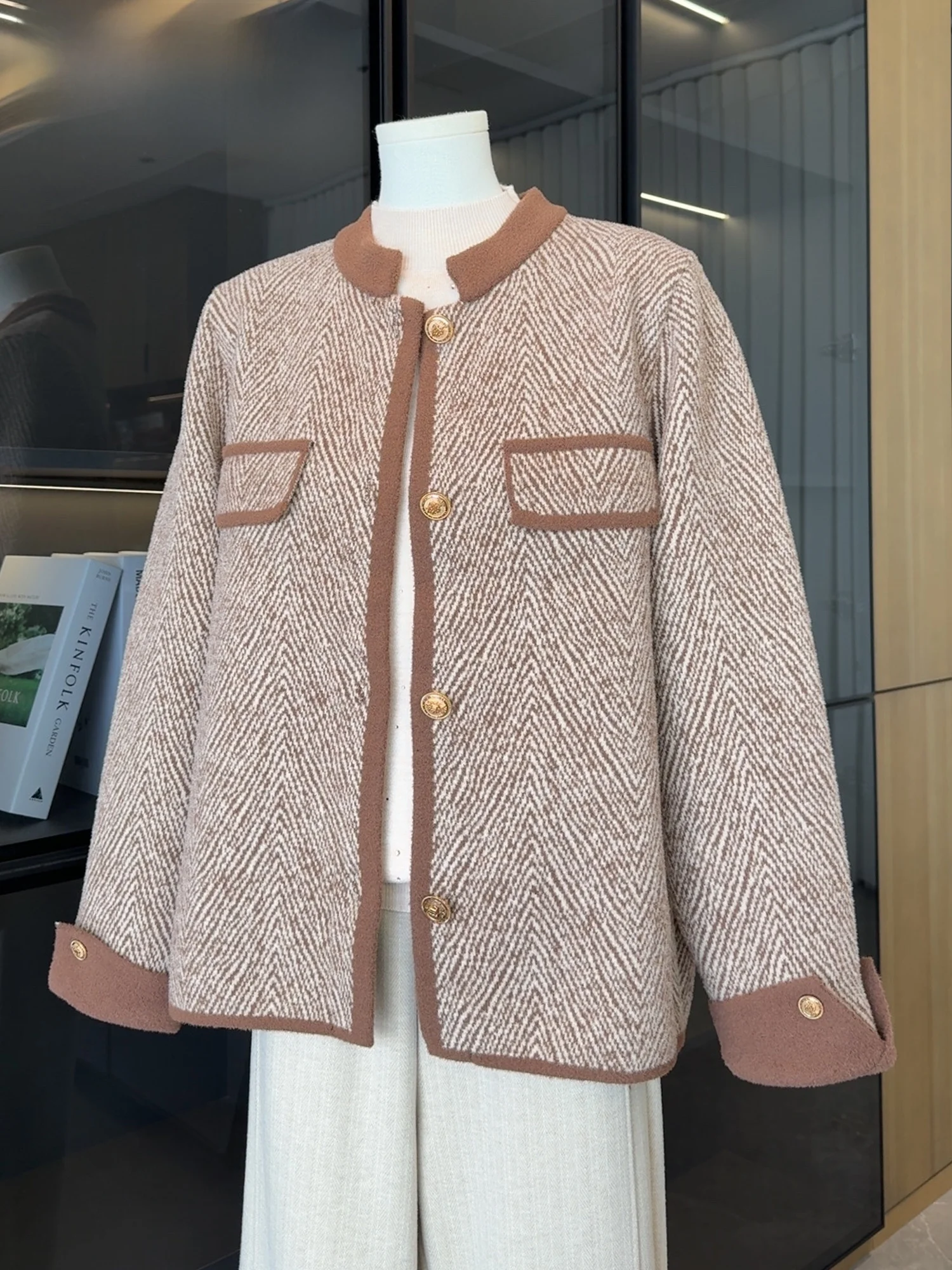 

Faionable Knitted Outerwear Loose Women's Mid-Aged And ly Autumn Winter Sweater Cardigan Top Ele Sle Open Front