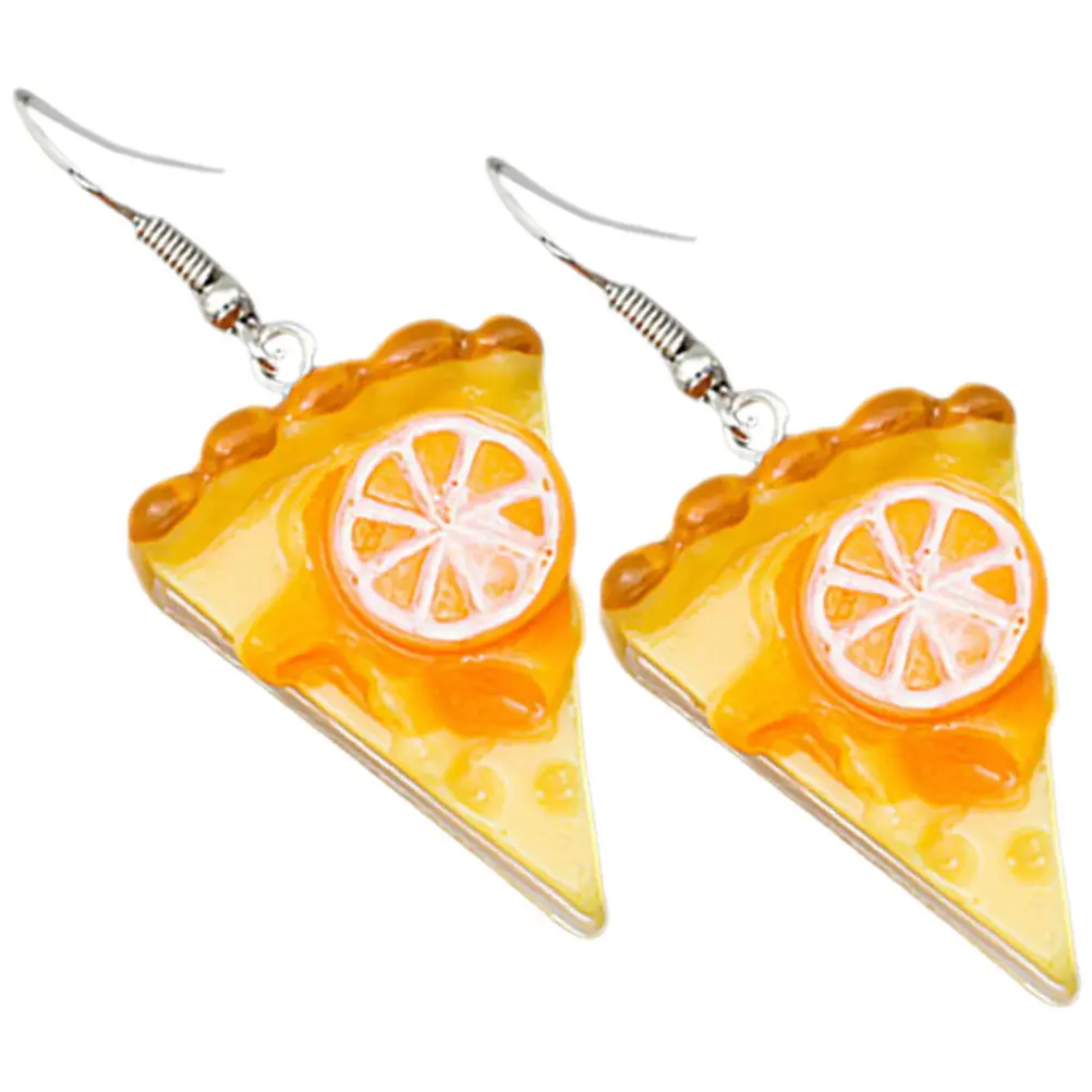 1Pair Cake Earrings Creative Orange Mousse Cake Design Lightweight Funny Dangle Earrings for Women Daily Wear Dating