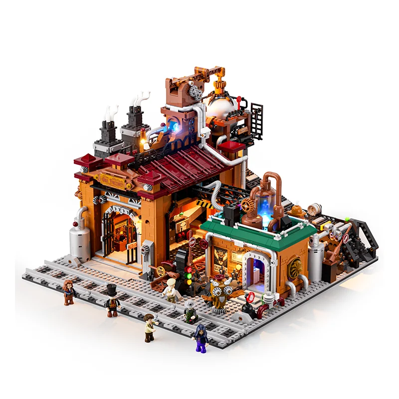 Lumibricks Steam Punk Slow Poke Model Retro Ore Factory Architectural Splicing Toys Assemble Bricks Block Street Scene Puzzle