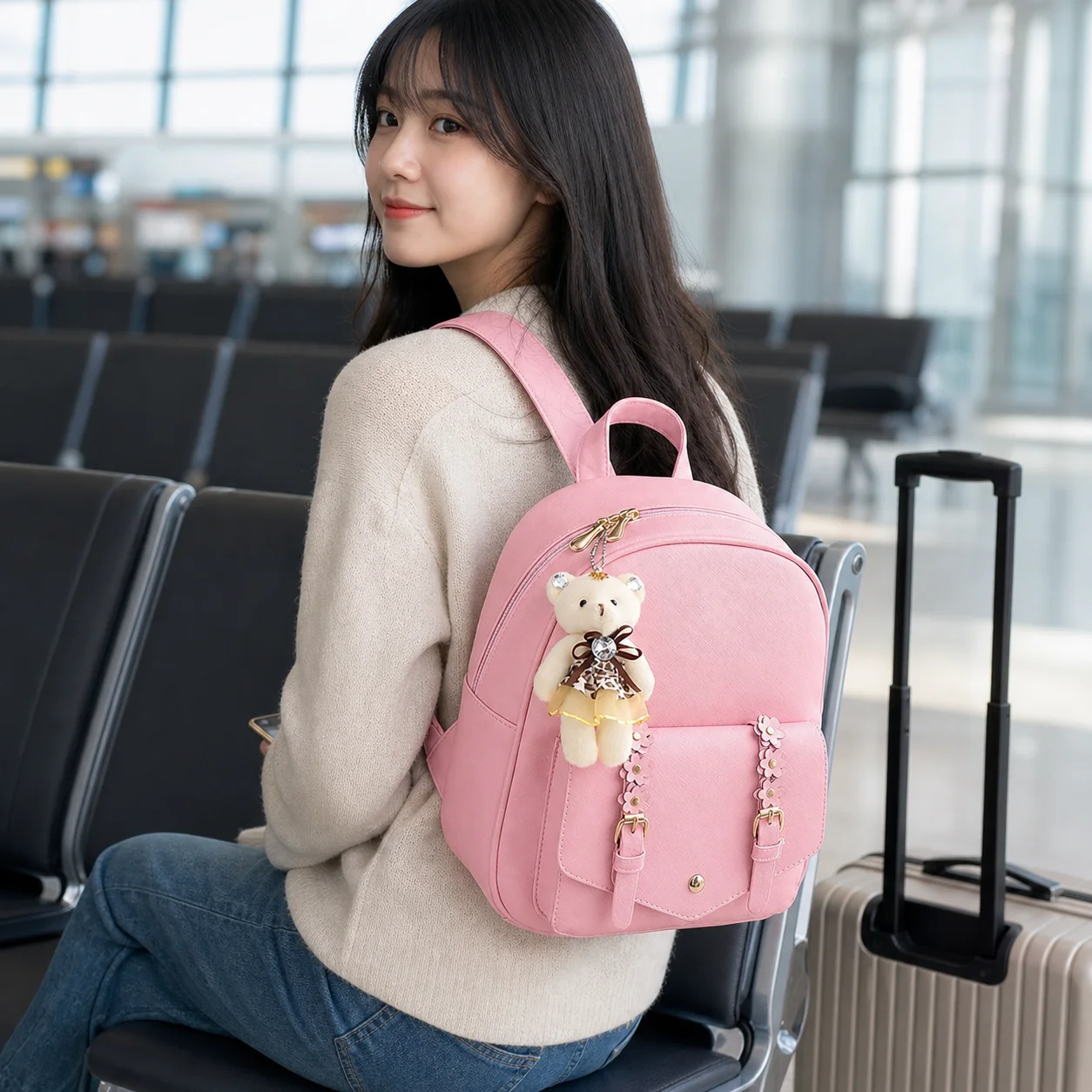 Exquisite Hardware Logo PU  Backpacks Luxury Brand Women's Designer Backpack Multi Functional Large Capacity Book Bag
