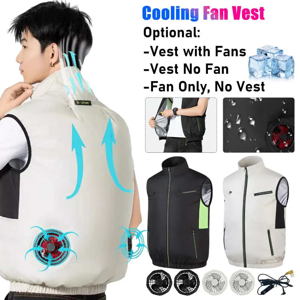 Chaleco con ventilador de refrigeración para hombre y mujer, ropa de aire acondicionado, chaleco con ventilador de hielo para trabajo, deporte, acampada al aire libre, pesca, chaqueta fresca de verano, 2025