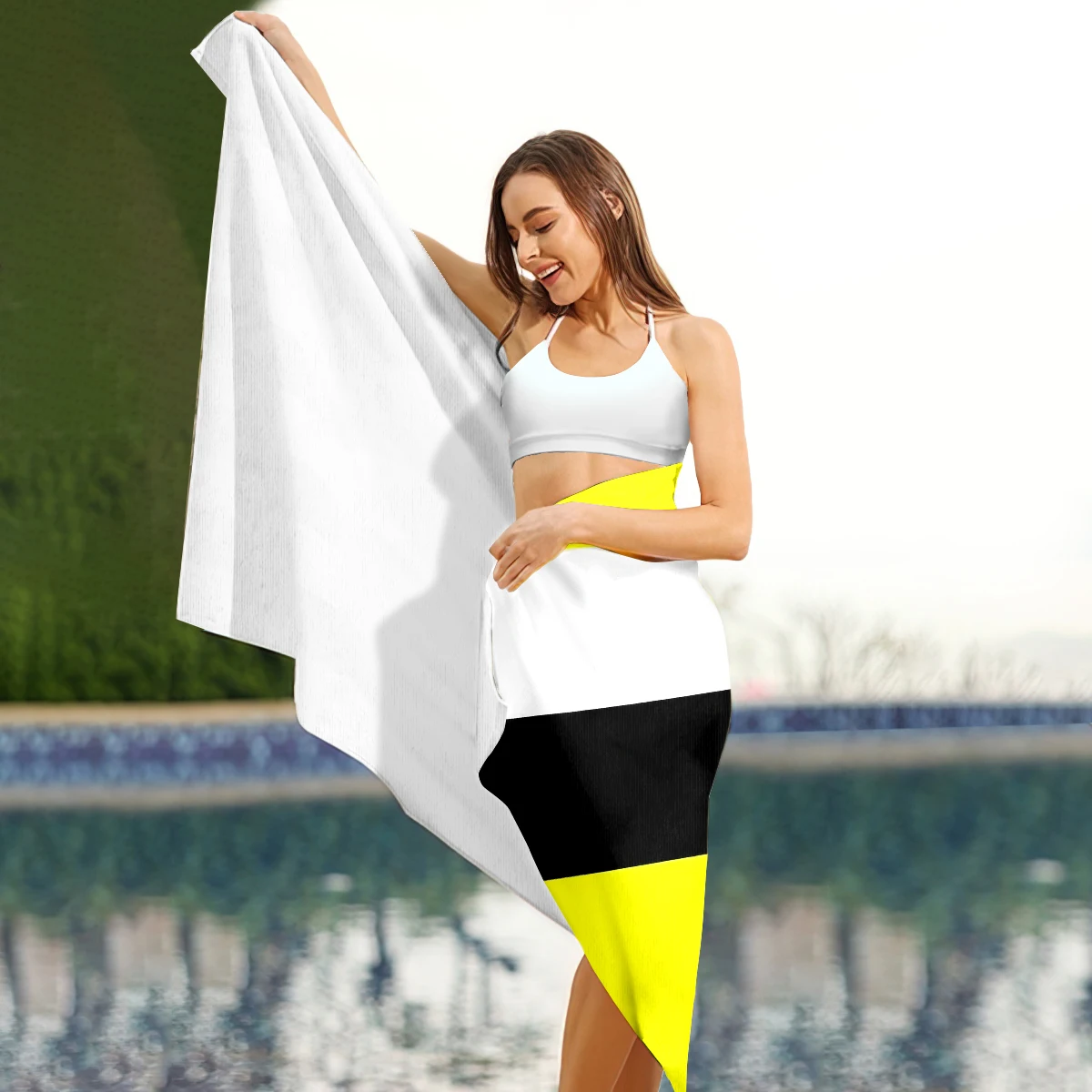 The Brunei Flag Beach Towel Oversized, Super Absorbent Sand Free Thick Microfiber Beach Towel,Beach Towels for Kids,Men,Women