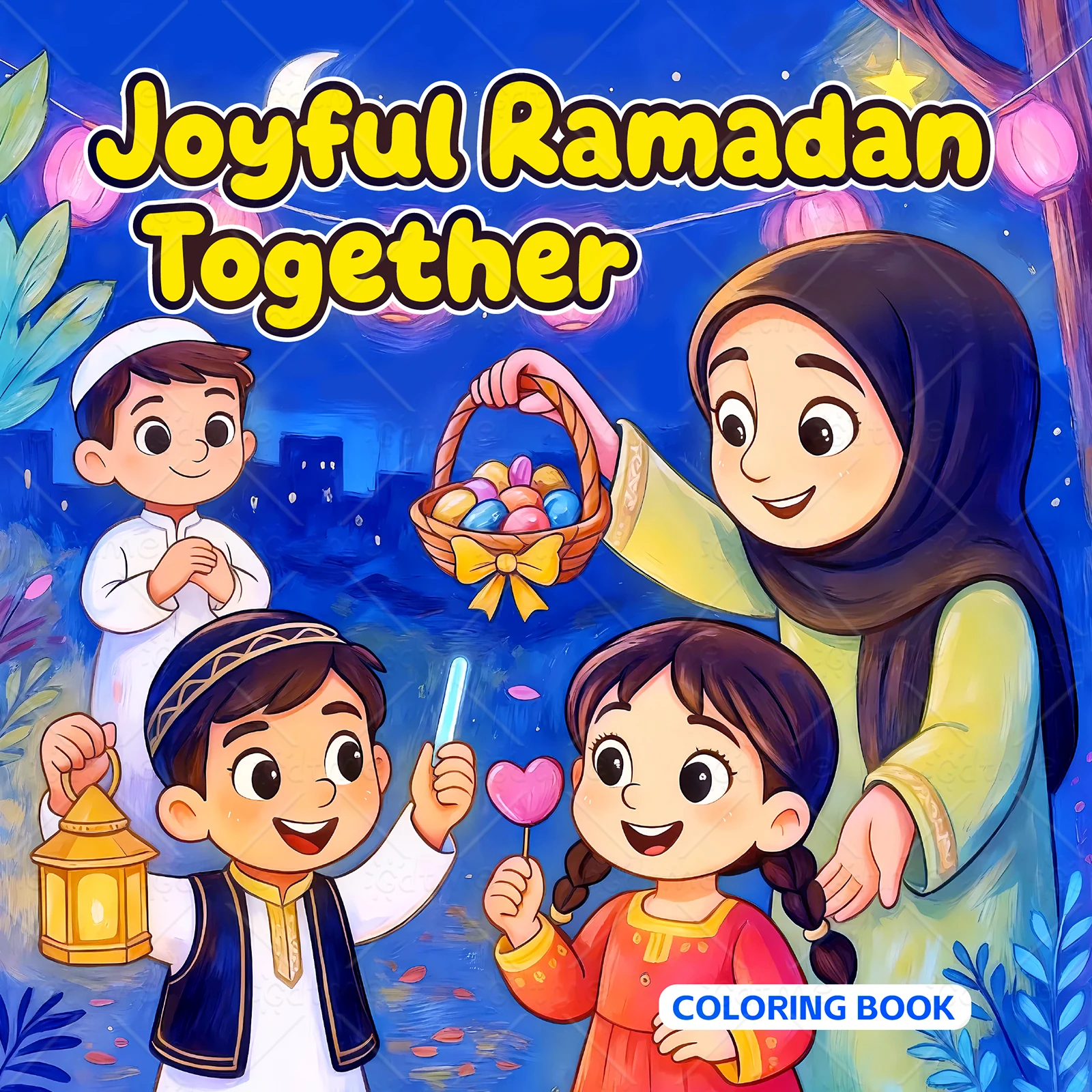 Joyful Ramadan Together Coloring Book Stress Relieving & Mindful Concentration Training, Upgrade Drawing Skills