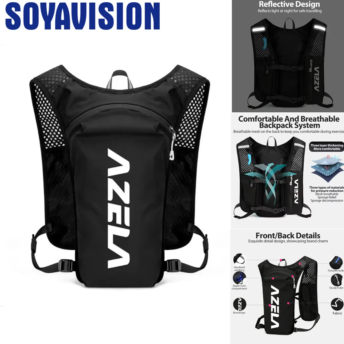 

Breathable Hydration Vest Trail Running Backpack Outdoor Lightweight Water Backpack for Jogging Riding Cycling Hiking Camping