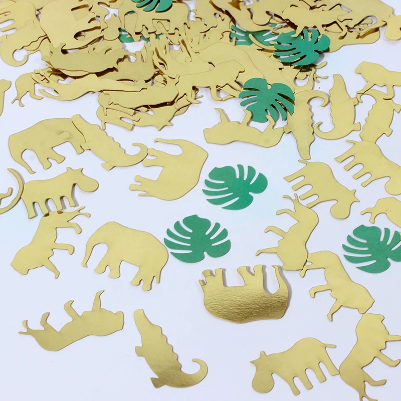 100PCS Jungle Animal Safari Theme Confetti Zoo Animal Shape Confetti for Wild One Baby Shower Birthday Party Supplies and Decor