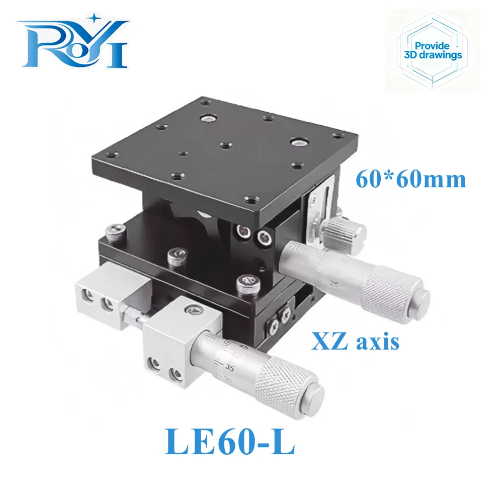 XZ Axis XZ60-L/LE60-R/LE60-C 60*60mm Manual Displacement Lift Platform Micro Cross Guide Rail Sliding Stage Trimming Table
