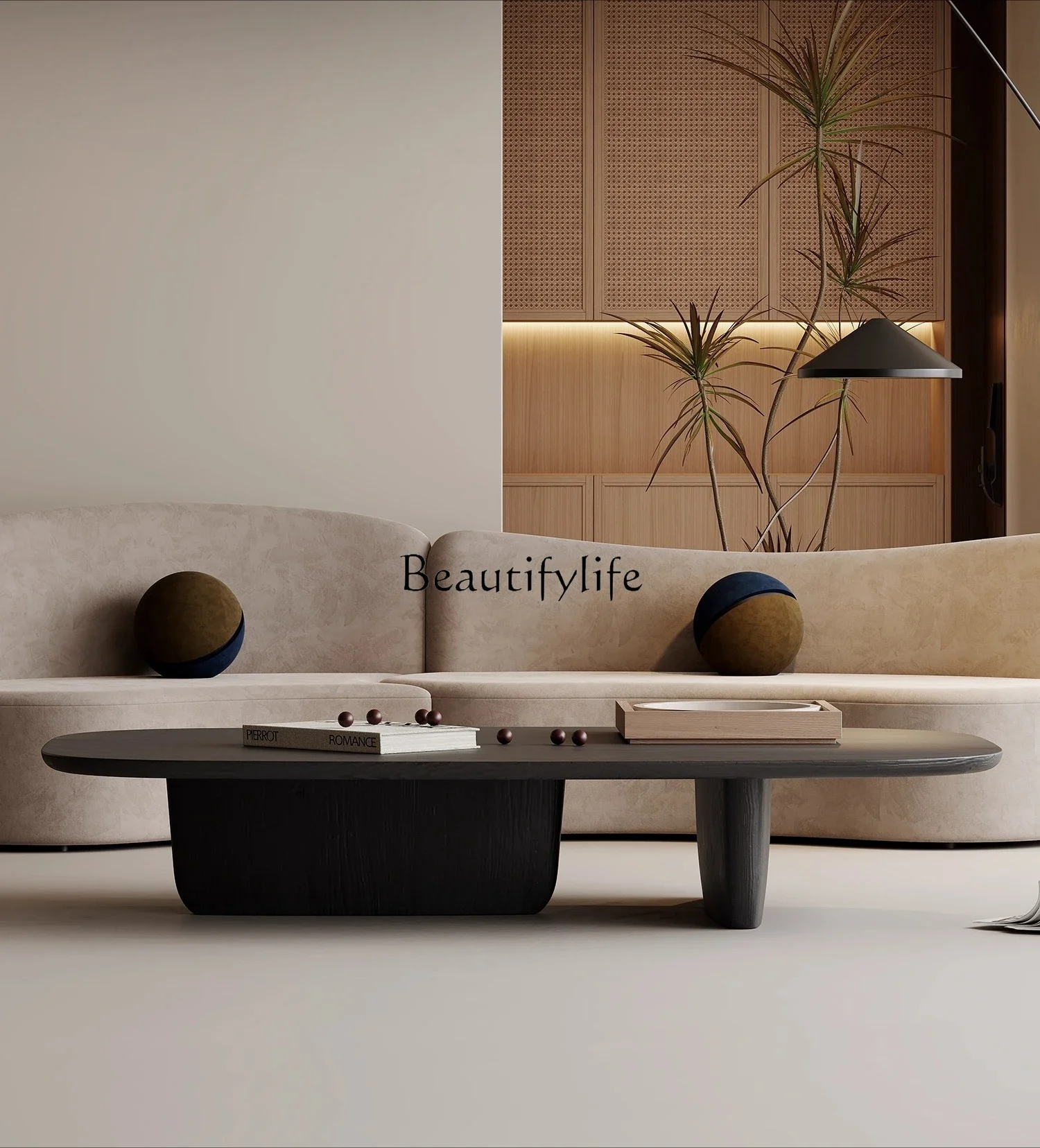 

02 Wabi-sabi Style Coffee Table Light Luxury Modern Living Room Solid Wood Tea Table