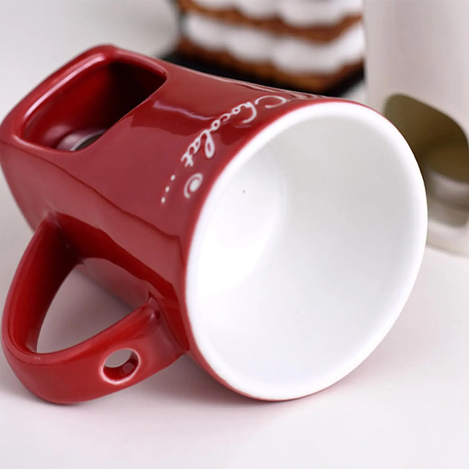 Taza de Fondue de Cerámica, Olla para Derretir Chocolate con Tenedor, Taza de Café Personal para Fondue, Calentador para Salsa, Queso, Dulces, Pan, Caramelo