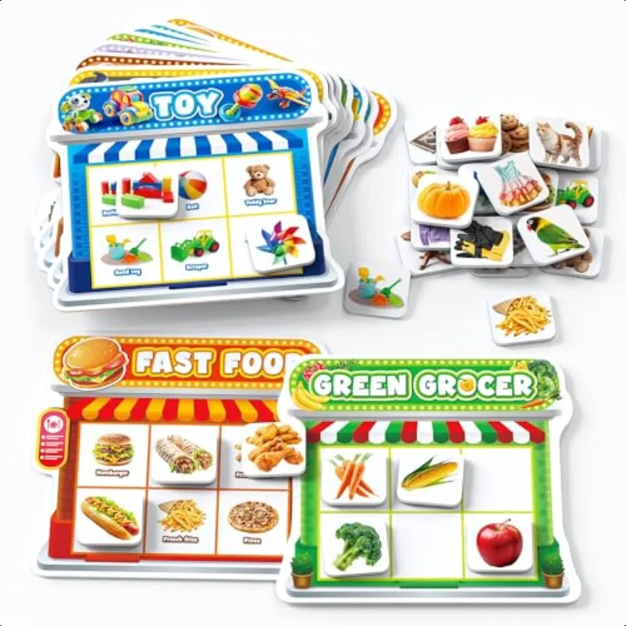 ألعاب الفرز المغناطيسي مونتوري مغناطيس الثلاجة مطابقة لعبة الغذاء الحيوانات الأليفة البقالة الأثاث التعرف على الفئة التعلم التعليمي