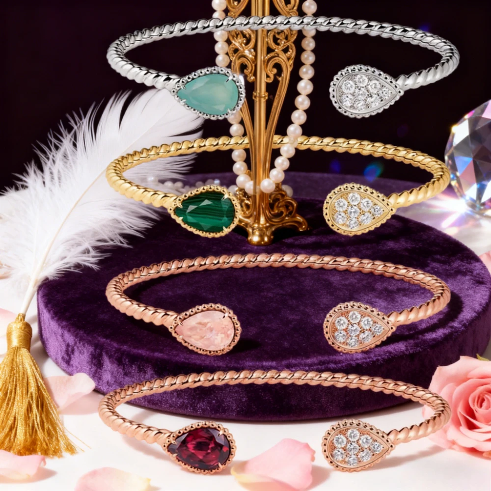 

Eternal Classic 2025 Hot Selling Fashion Jewelry Jade Water Drop Opening Bracelet Fashion Party Workplace Versatile Jewelry