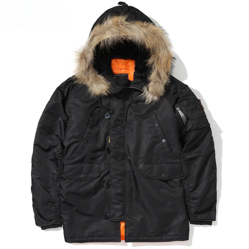 Winter Puffer Men Jacket Slim Fit Fleece Thick Hooded Parka Multi Pocket Wear Resistant Tactical Windproof Bomber Coat