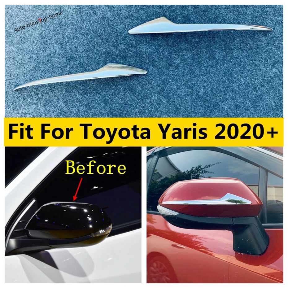 

ABS Chrome Rearview Mirror Caps Rubbing Protective Decoration Strips Cover Trim Fit For Toyota Yaris 2020 2021 Car Accessories