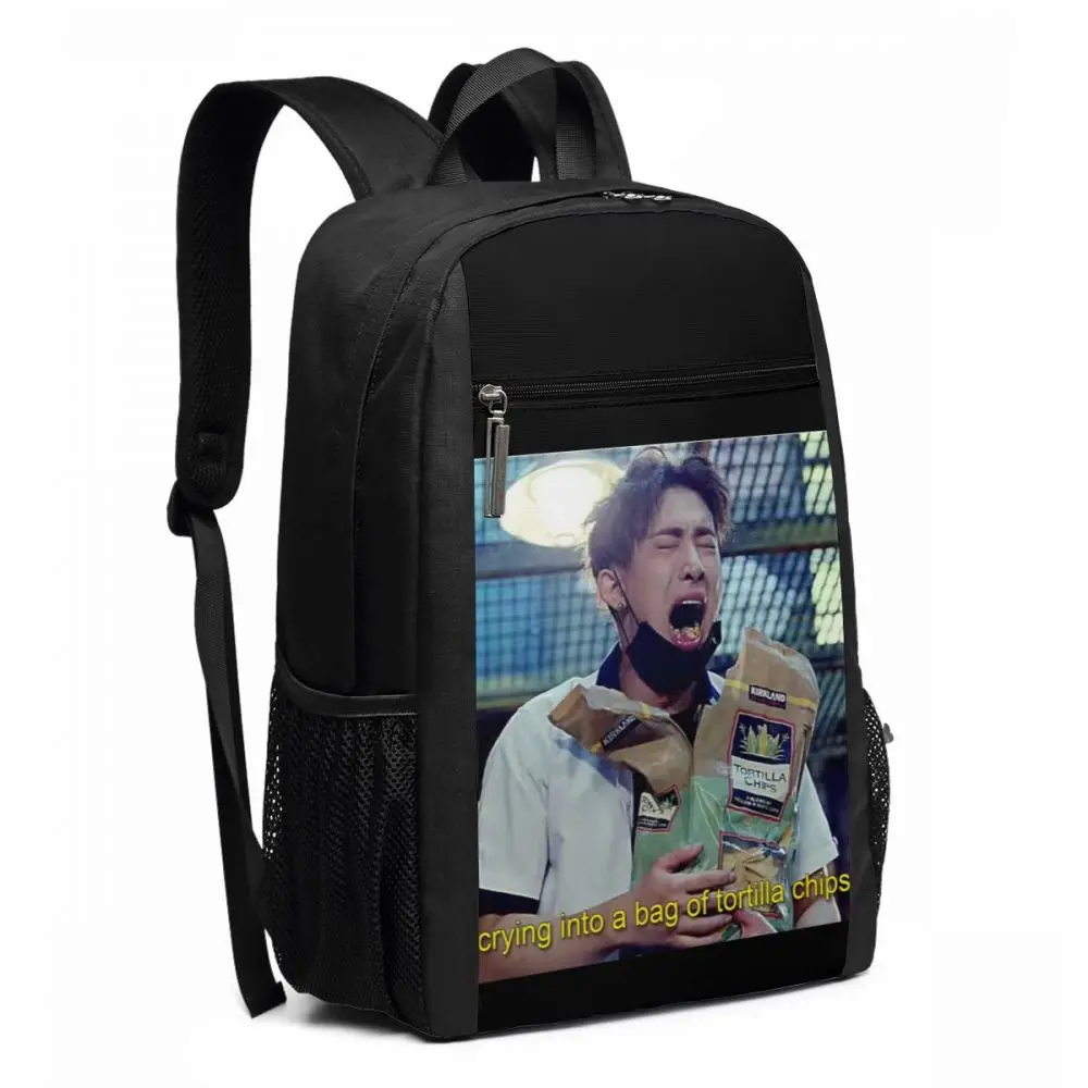 Kpop Idol Backpack Wonho Emotionally Eating Tortilla Chips Backpacks Men - Women Schoolbag Bag Multi Function Trendy Bags