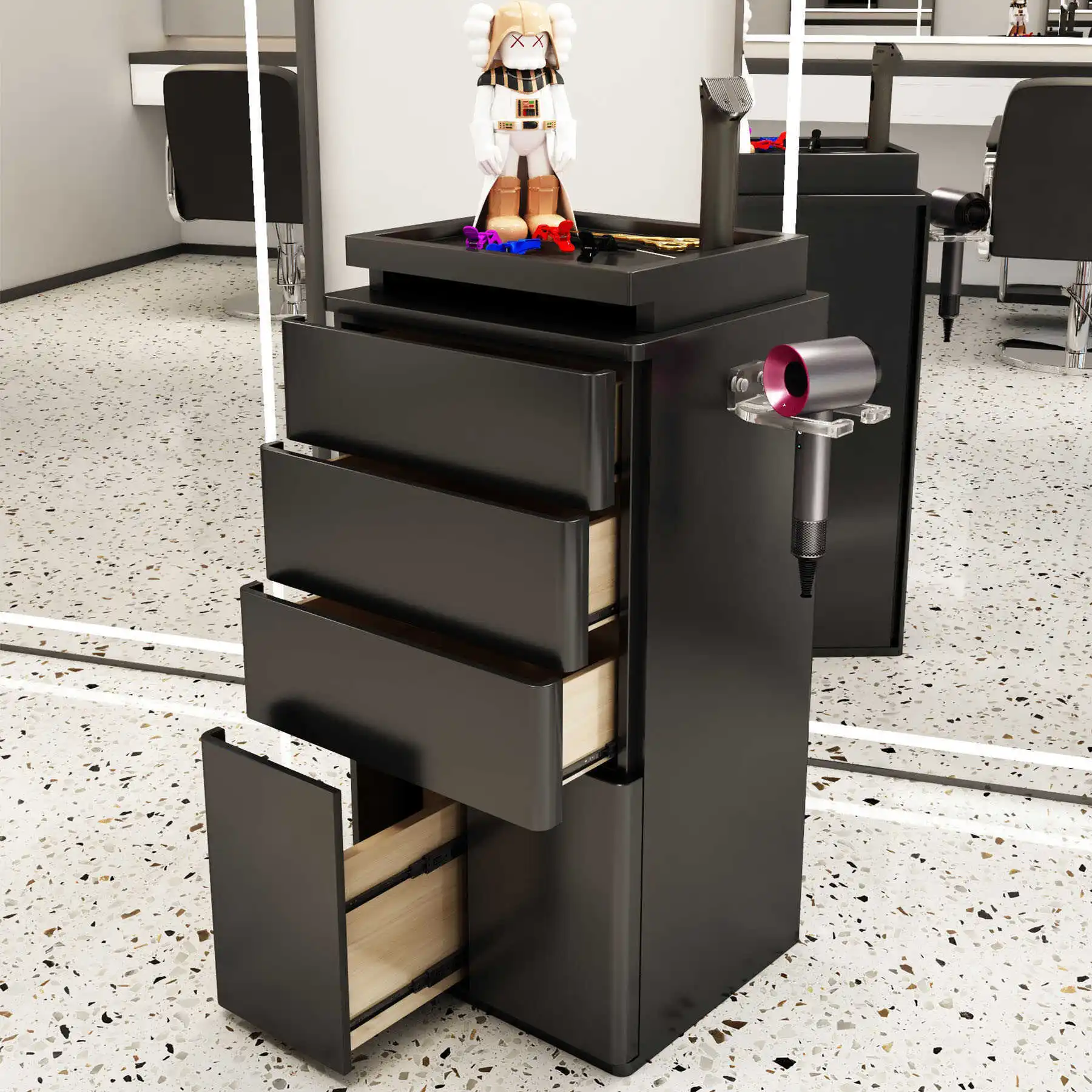 Commercial Salon Furniture Tool Cabinet Styling Station Barber Storage Locker & Unit Made in China by Lude