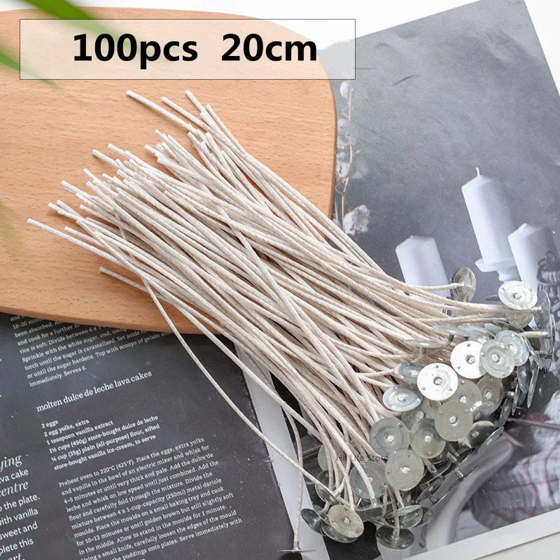 100pcs Smokeless Candle Wick Cotton Soy Wax Wick Large Base Household Woven Candle Wick Kerosene Lamp Wax Thread