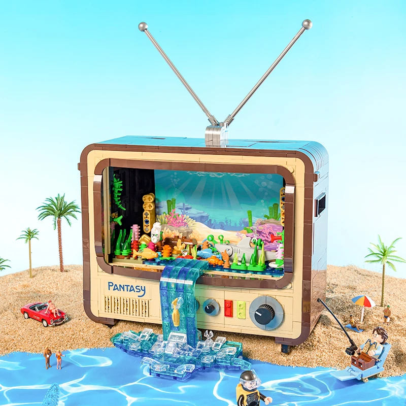 

Pinqi Building Blocks Retro TV Nostalgic Items Creative Decoration Assembly Children's Toy Gifts Chinese Building Blocks